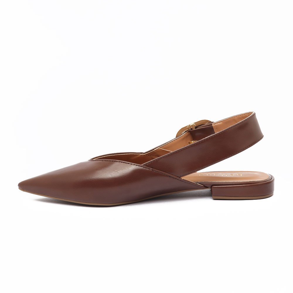 Sapatilha Slingback Belluno Bico Fino Fivela Marrom 6