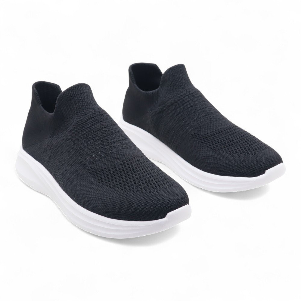 Tênis Giulia Domna Knit Calce Fácil Ultra Leve Preto 3