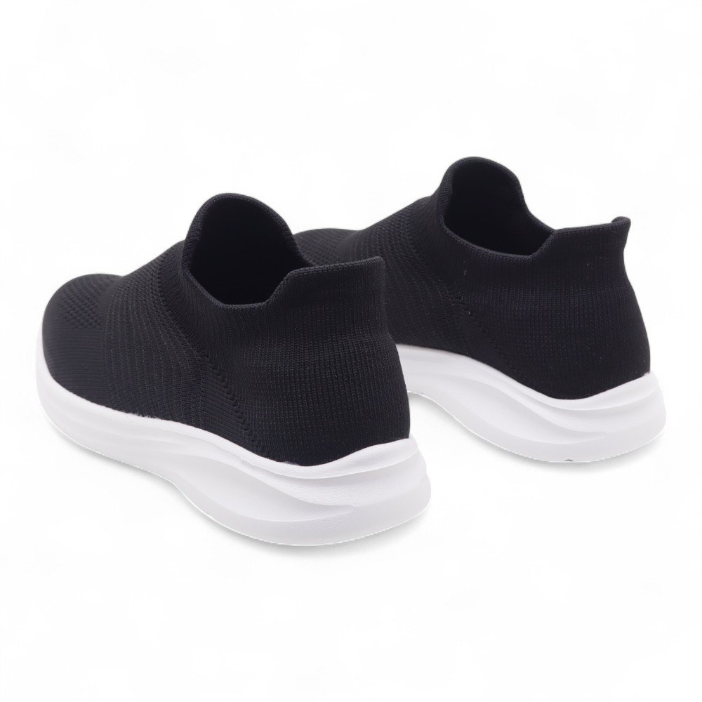 Tênis Giulia Domna Knit Calce Fácil Ultra Leve Preto 4
