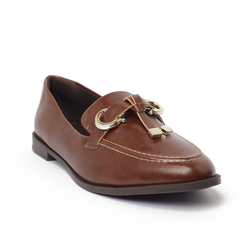Mocassim Feminino Sapato Da Corte Vira Gravata Marrom 2