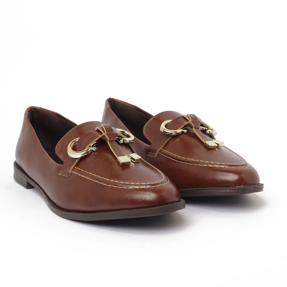 Mocassim Feminino Sapato Da Corte Vira Gravata Marrom 3