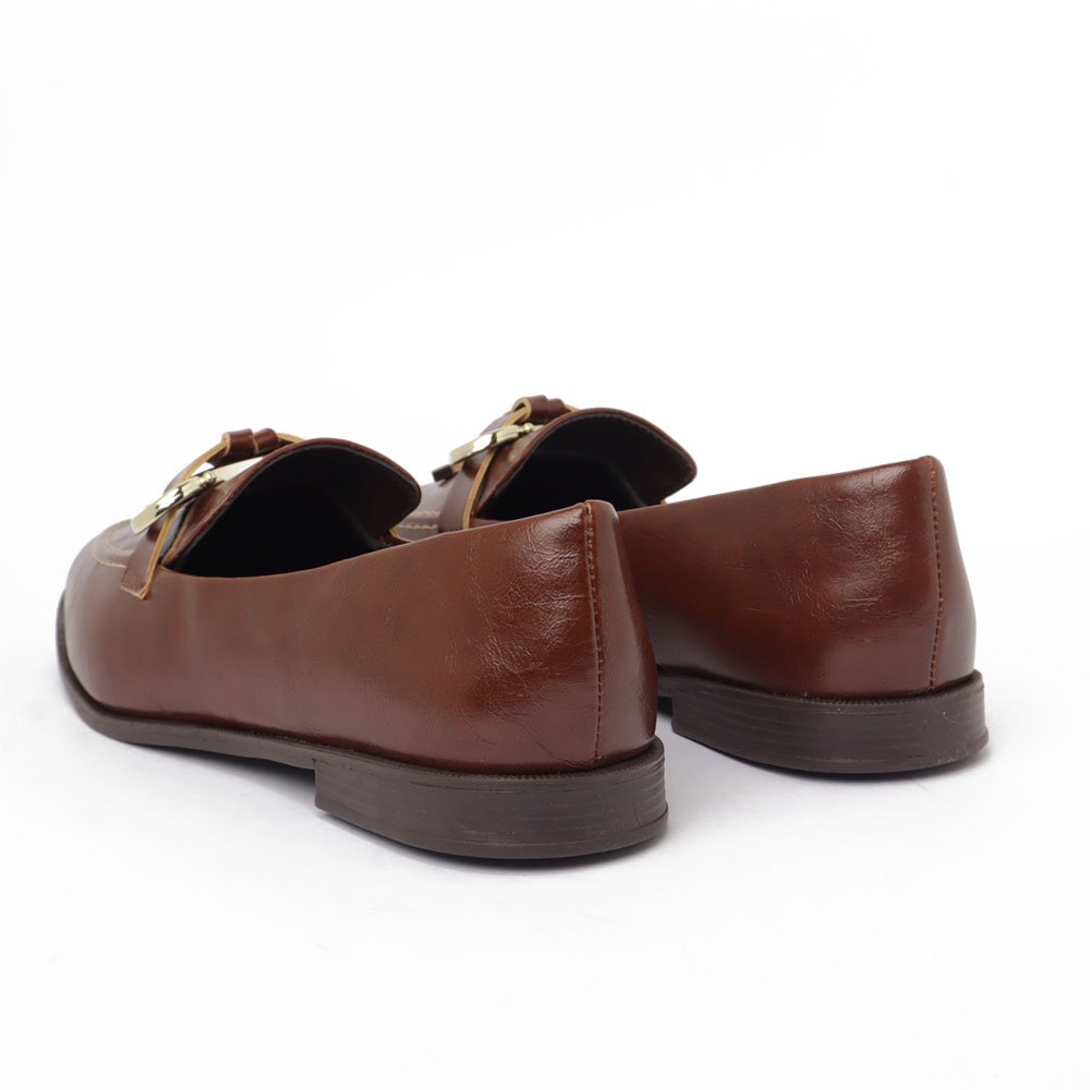 Mocassim Feminino Sapato Da Corte Vira Gravata Marrom 4