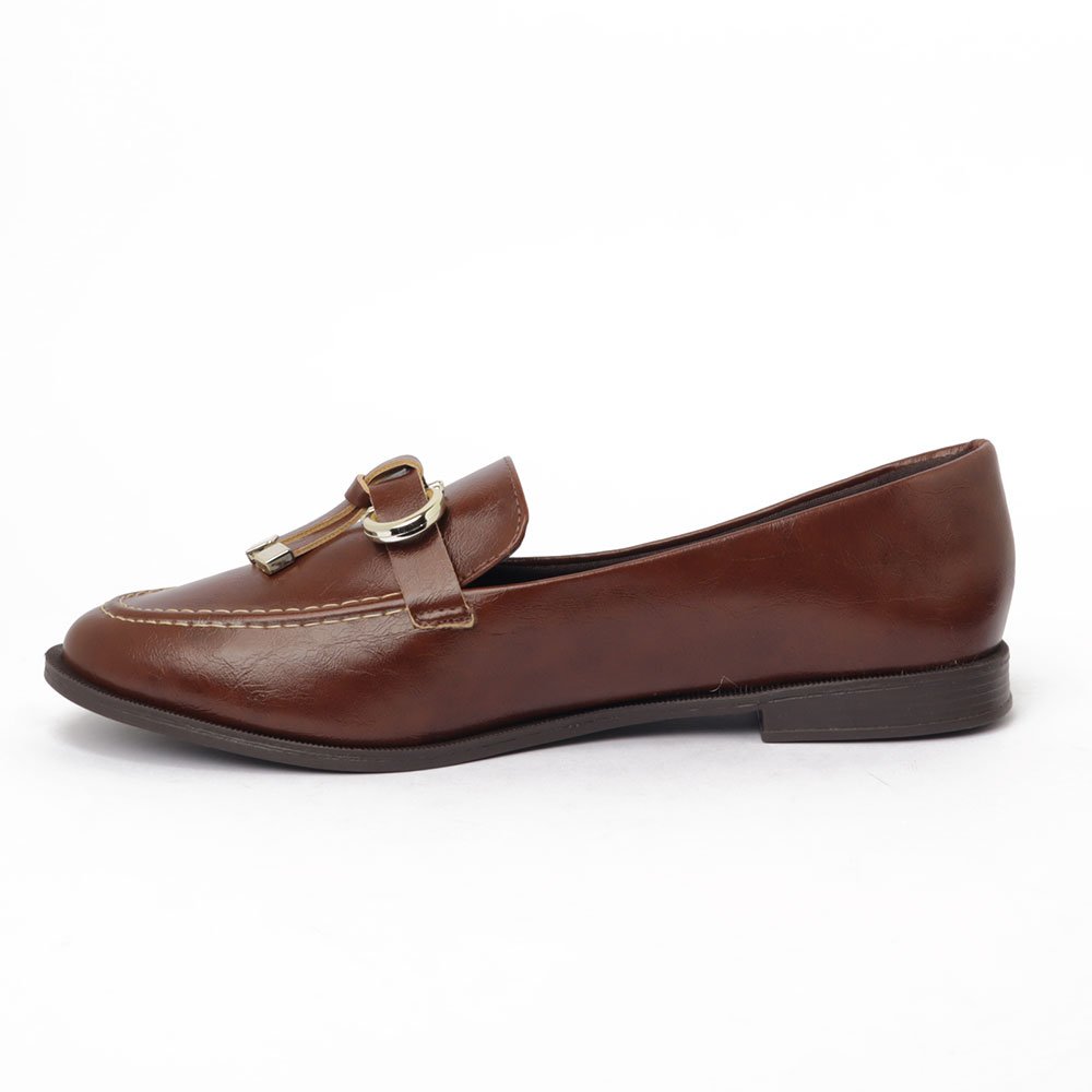 Mocassim Feminino Sapato Da Corte Vira Gravata Marrom 6