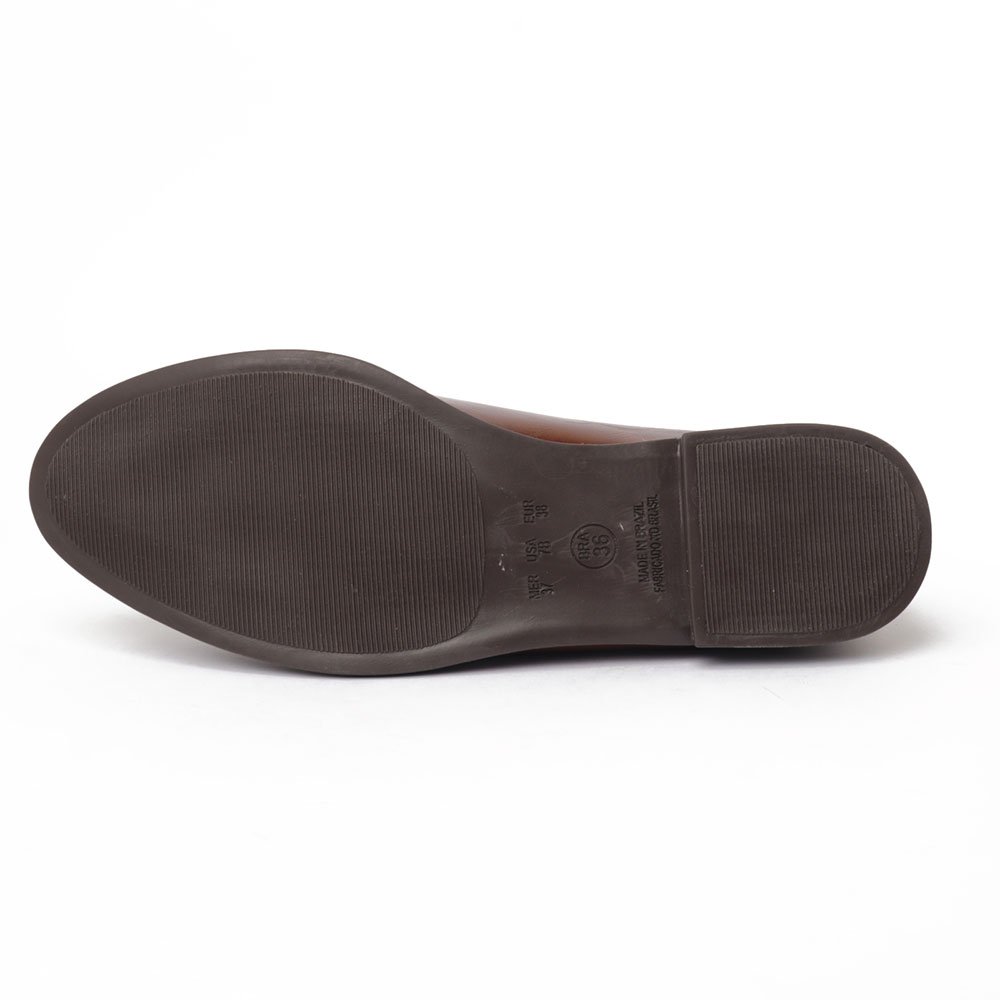 Mocassim Feminino Sapato Da Corte Vira Gravata Marrom 8