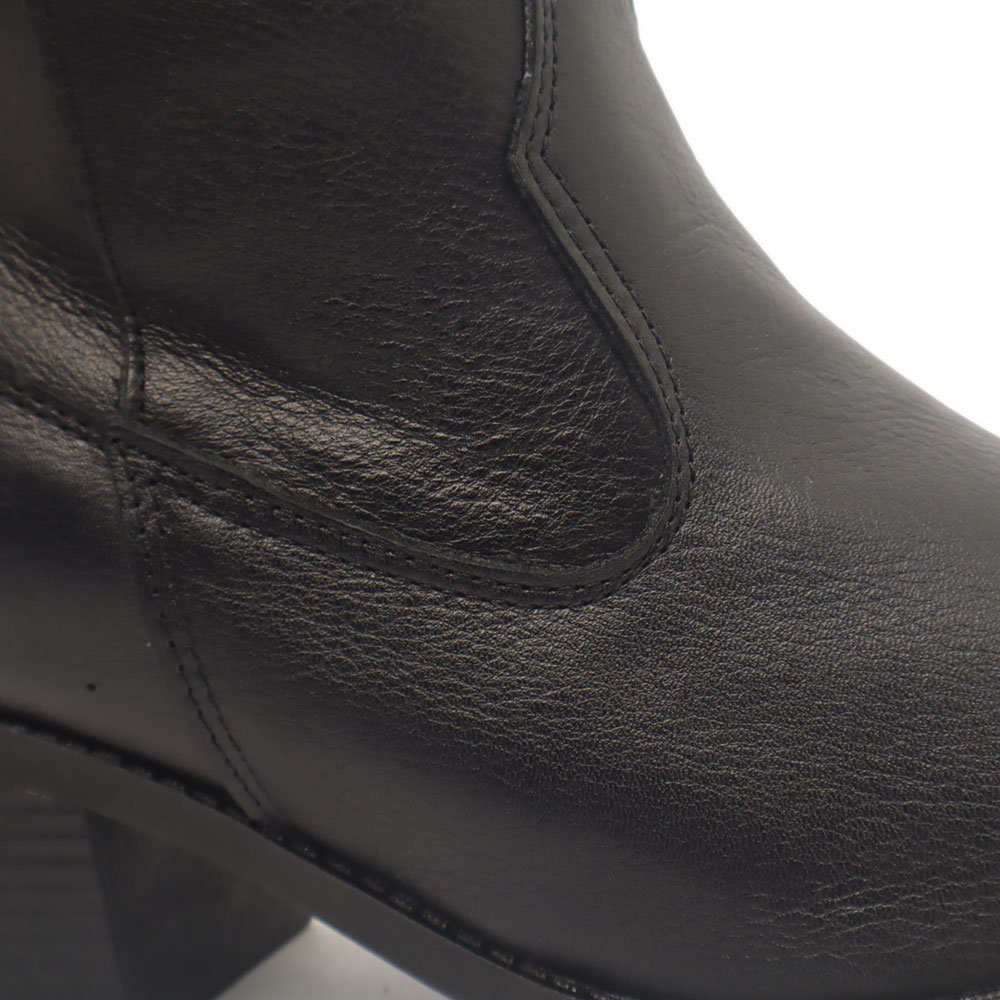 Bota Feminina Sapato Da Corte Salto Bloco Médio Country Couro Preto 8