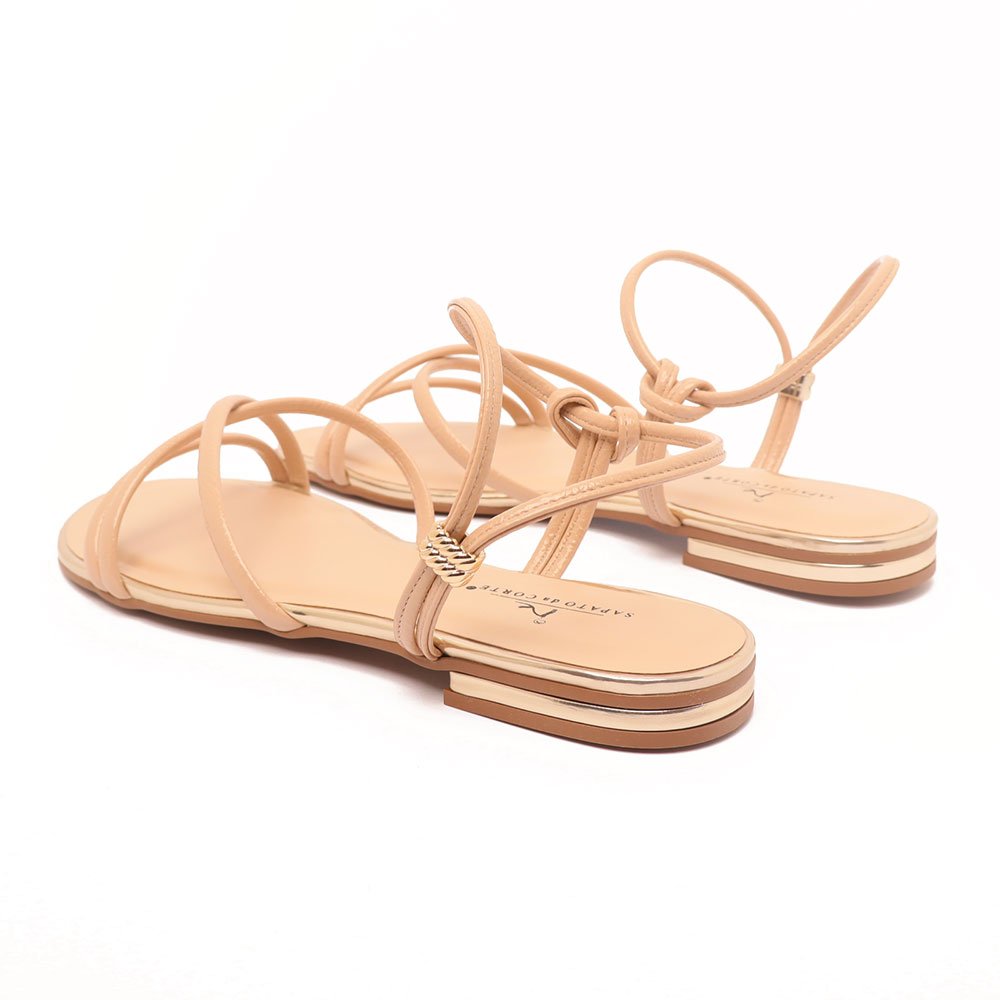 Sandália Flat Sapato da Corte Calce Fácil Tiras Finas Nude 4