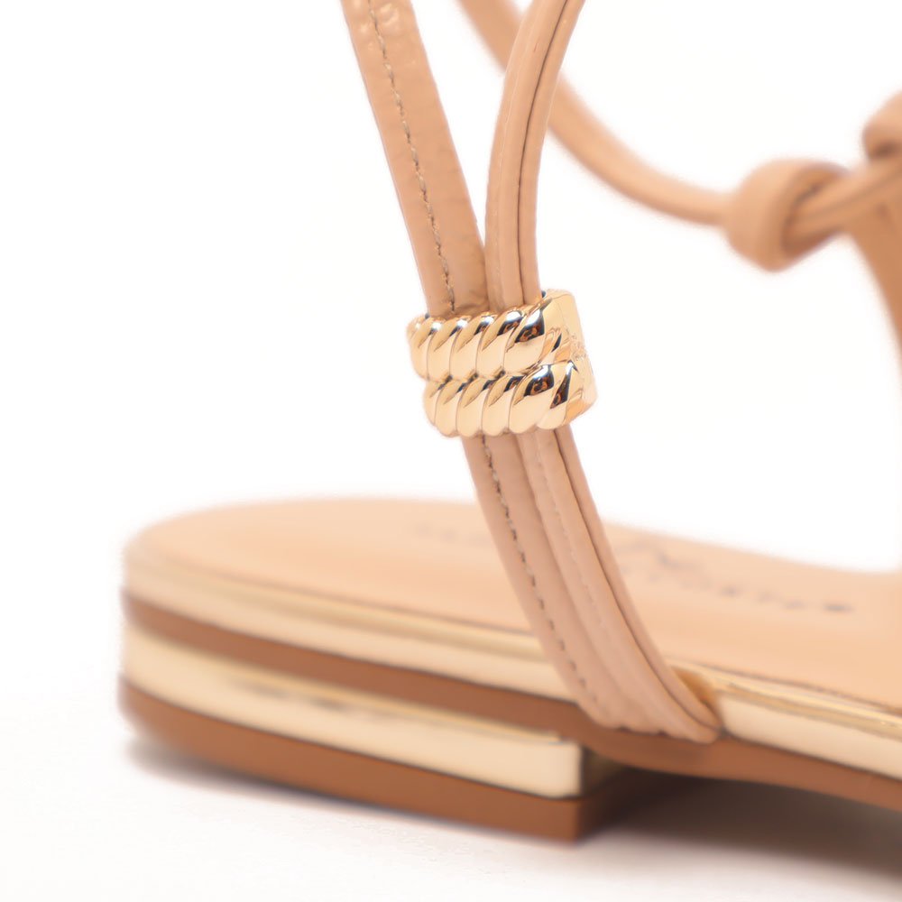 Sandália Flat Sapato da Corte Calce Fácil Tiras Finas Nude 7