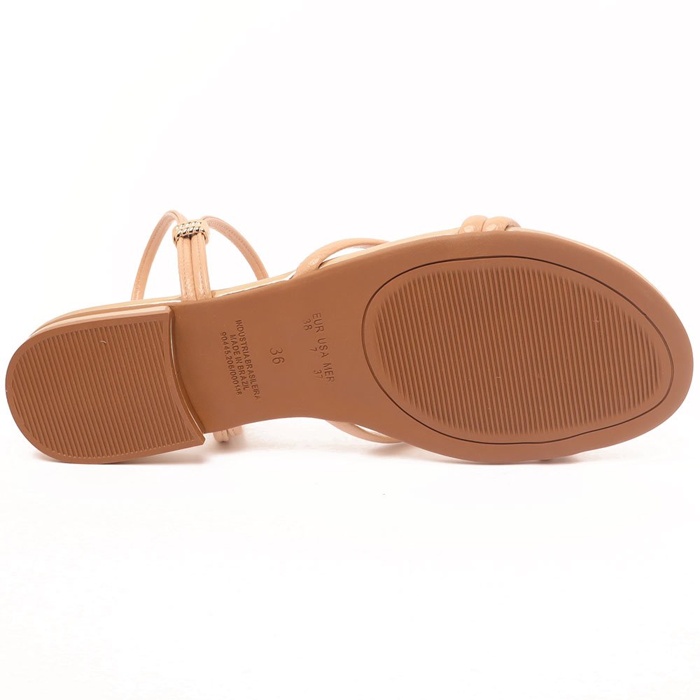Sandália Flat Sapato da Corte Calce Fácil Tiras Finas Nude 8