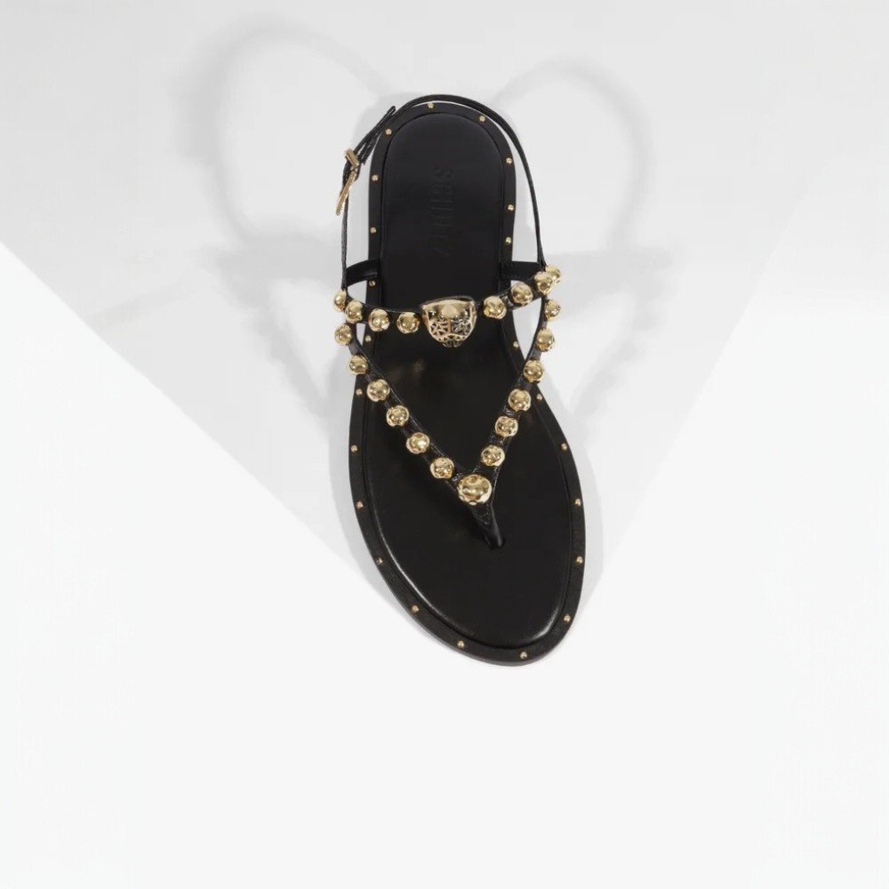 Sandália Flat Schutz Leoness Couro Preto 4