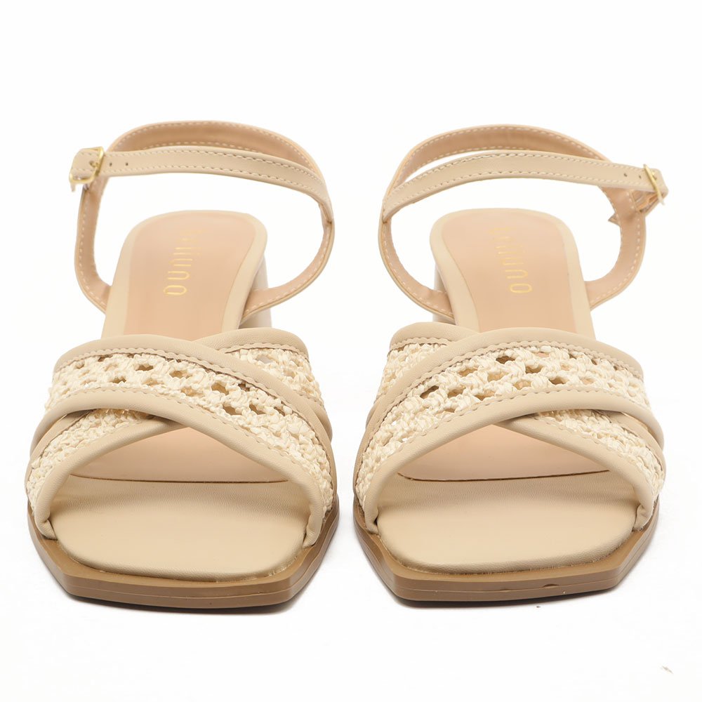 Sandália Feminina Belluno Salto Bloco Médio Tira Tressê Off White 8