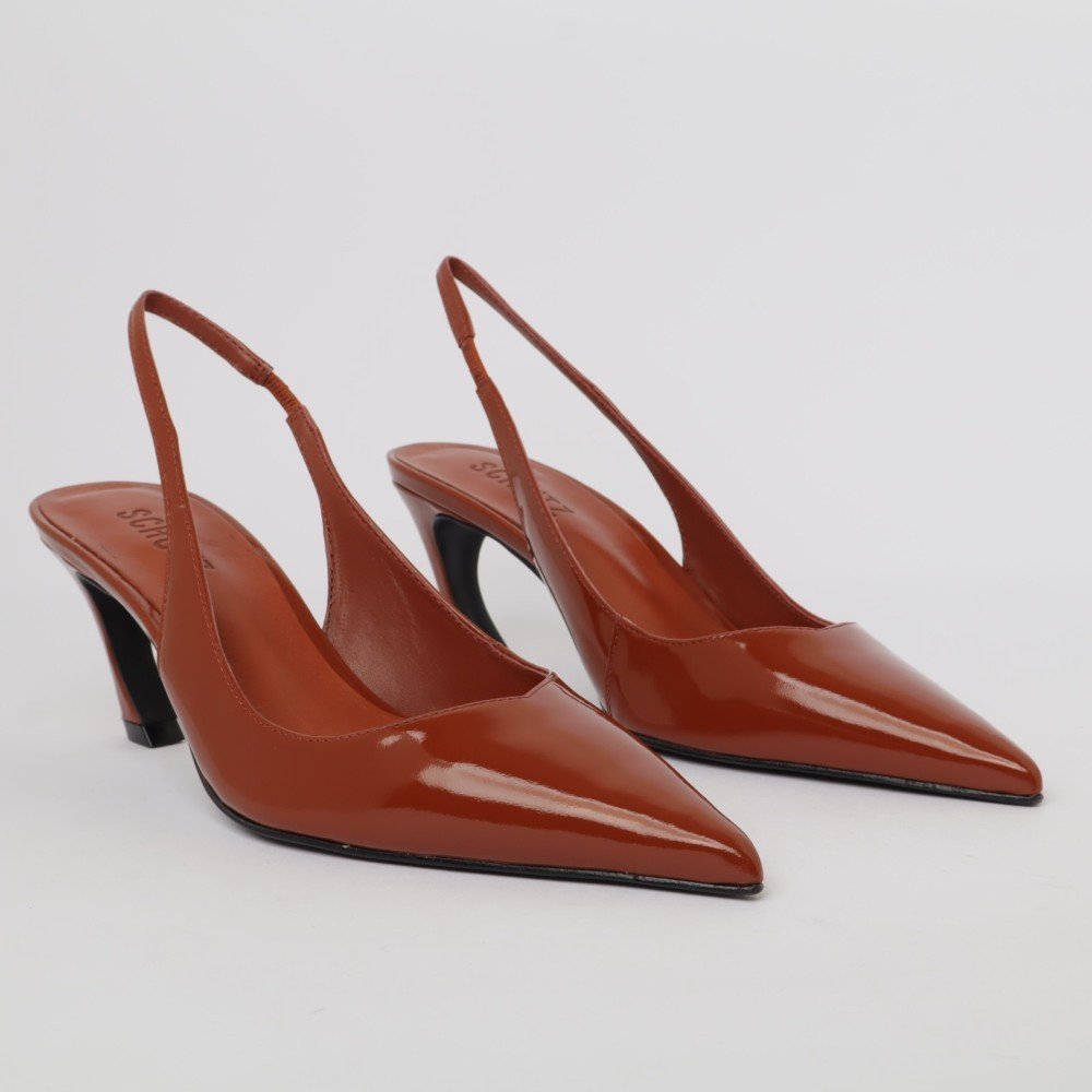 Slingback Schutz Salto Médio Bico Fino Marrom 3