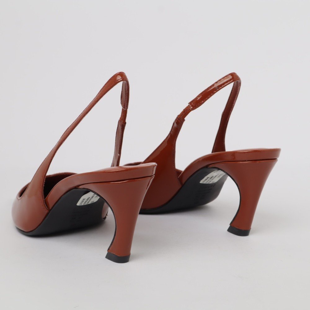 Slingback Schutz Salto Médio Bico Fino Marrom 4