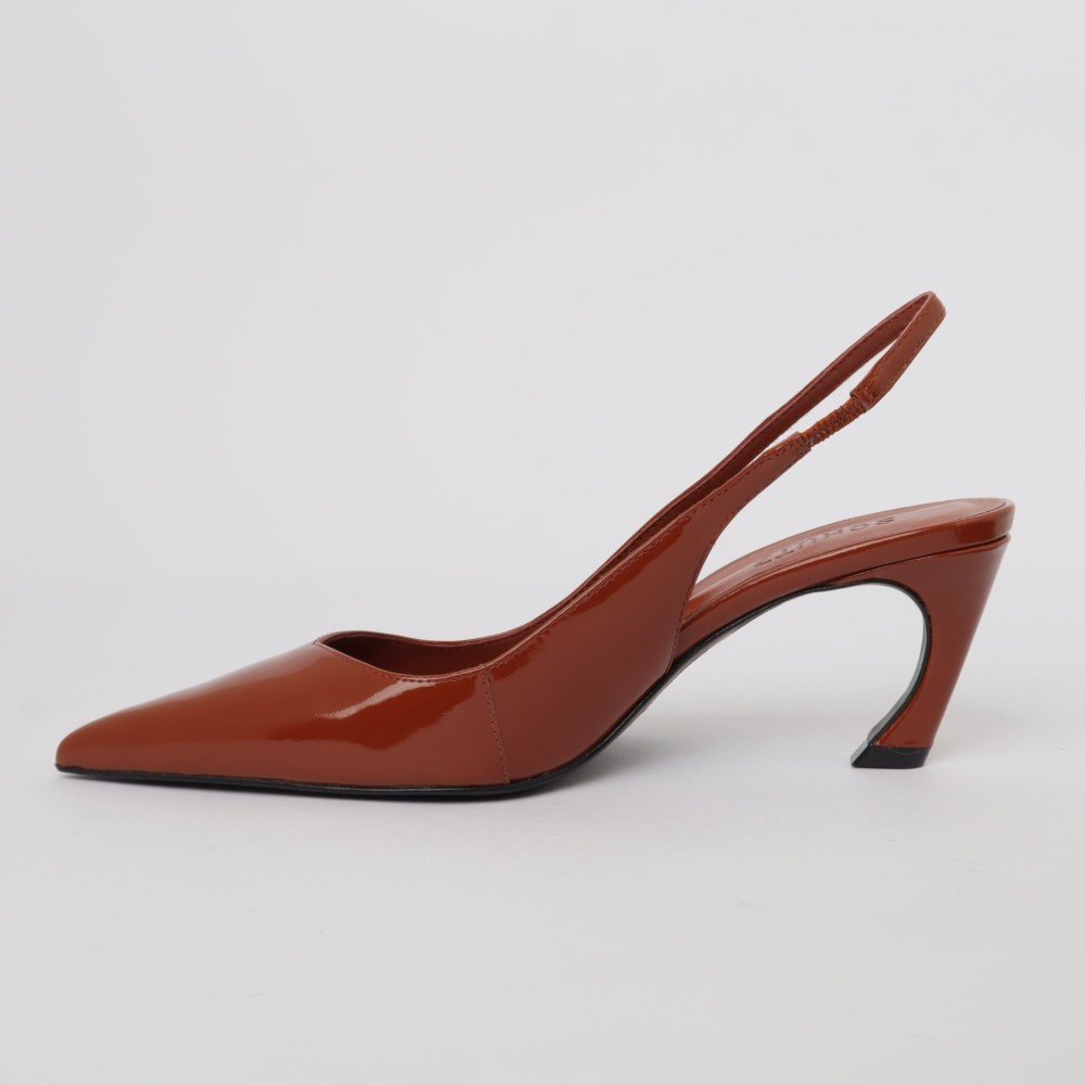 Slingback Schutz Salto Médio Bico Fino Marrom 6