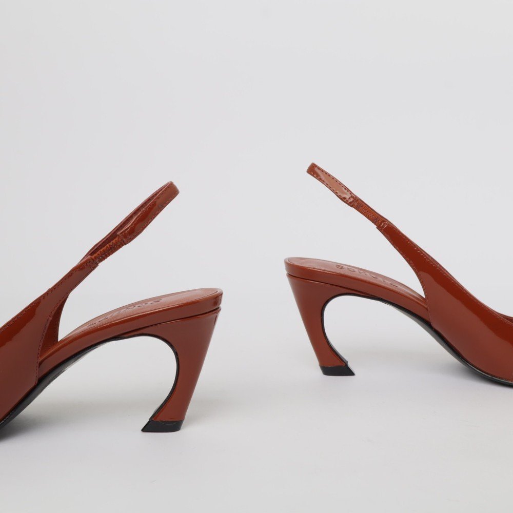 Slingback Schutz Salto Médio Bico Fino Marrom 7