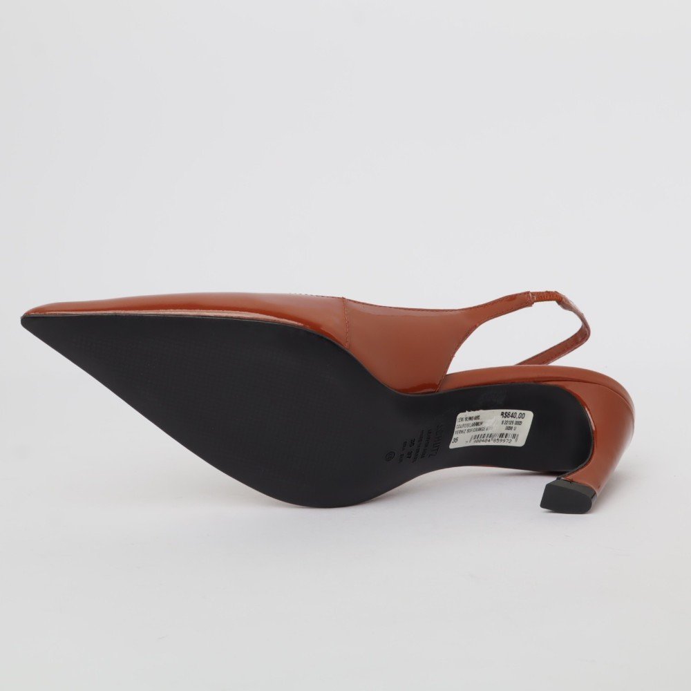 Slingback Schutz Salto Médio Bico Fino Marrom 8