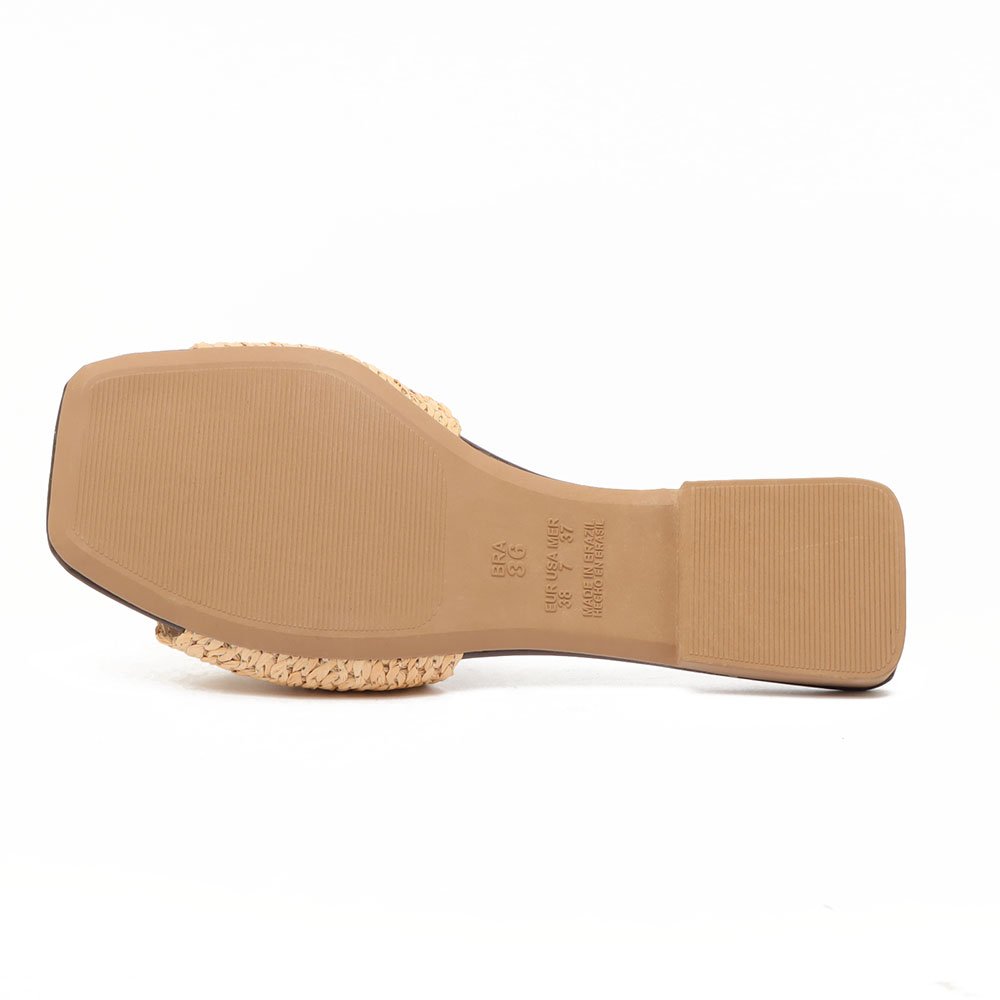 Chinelo Flat Sapato Da Corte Palha Fundo Do Mar Bege 10