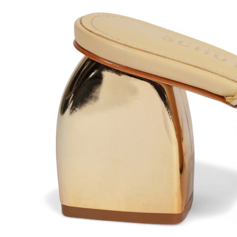 Sandália Feminina Schutz Mule Salto Bloco Tira Trançada Off White 6