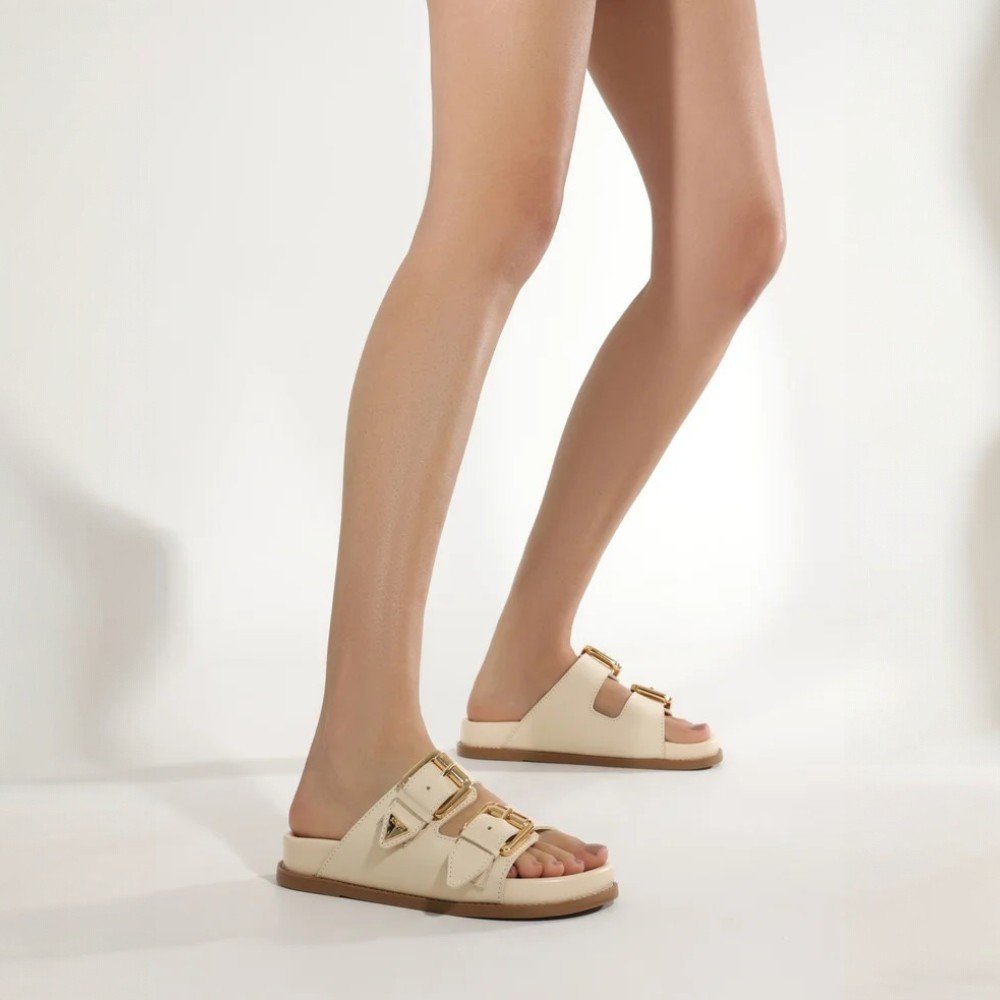 Papete Schutz Flatform Tira Dupla Off White 2
