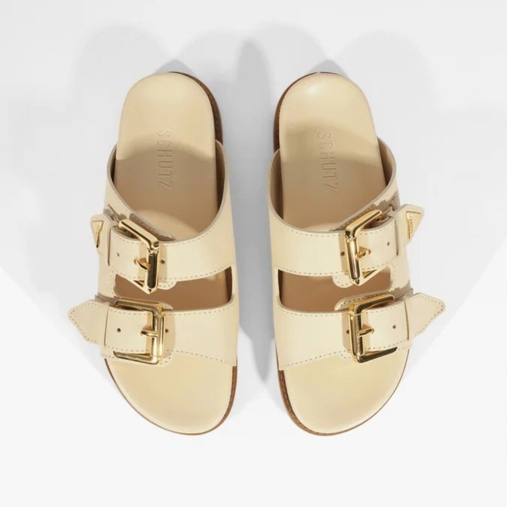 Papete Schutz Flatform Tira Dupla Off White 5