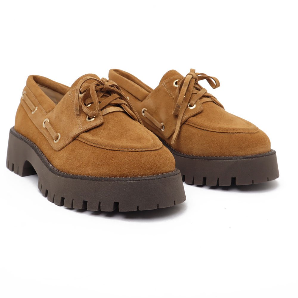 Mocassim Feminino Cecconello Couro Sola Alta Cadarço Caramelo 3