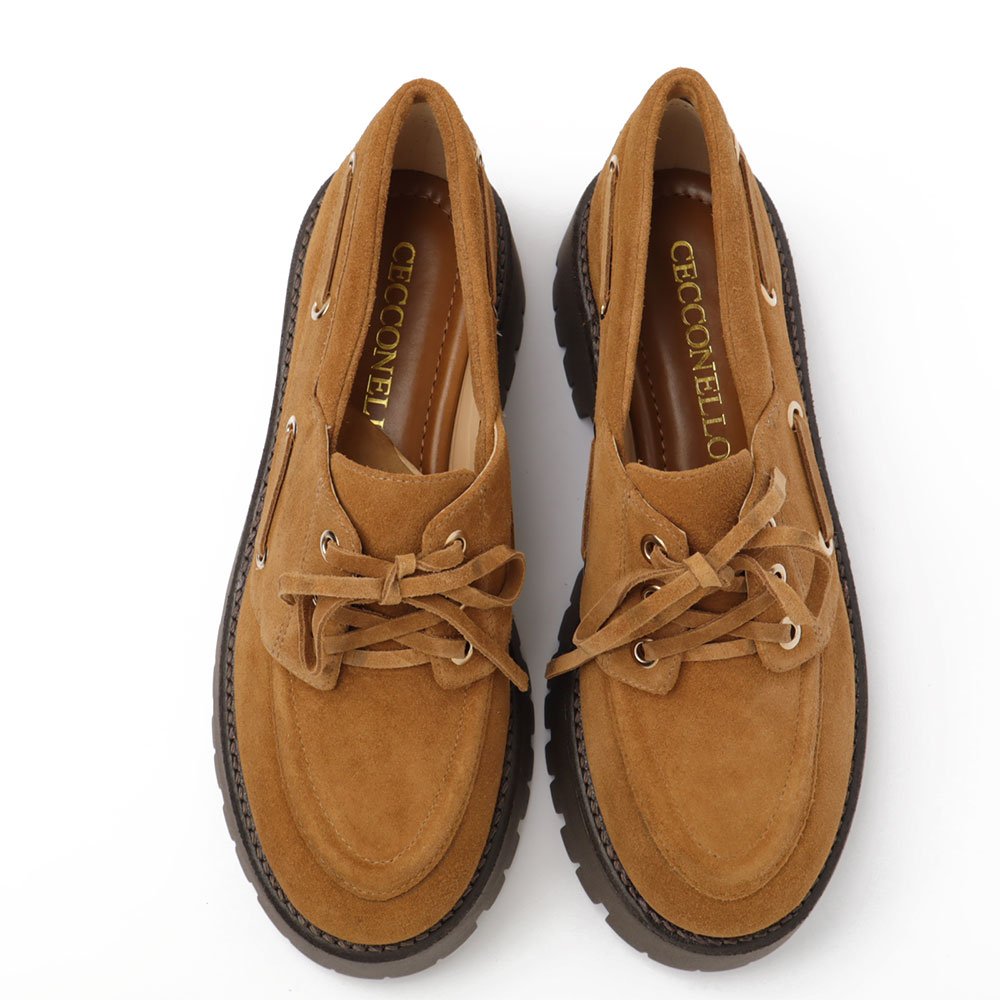 Mocassim Feminino Cecconello Couro Sola Alta Cadarço Caramelo 5