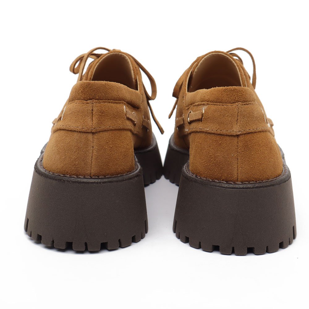 Mocassim Feminino Cecconello Couro Sola Alta Cadarço Caramelo 8