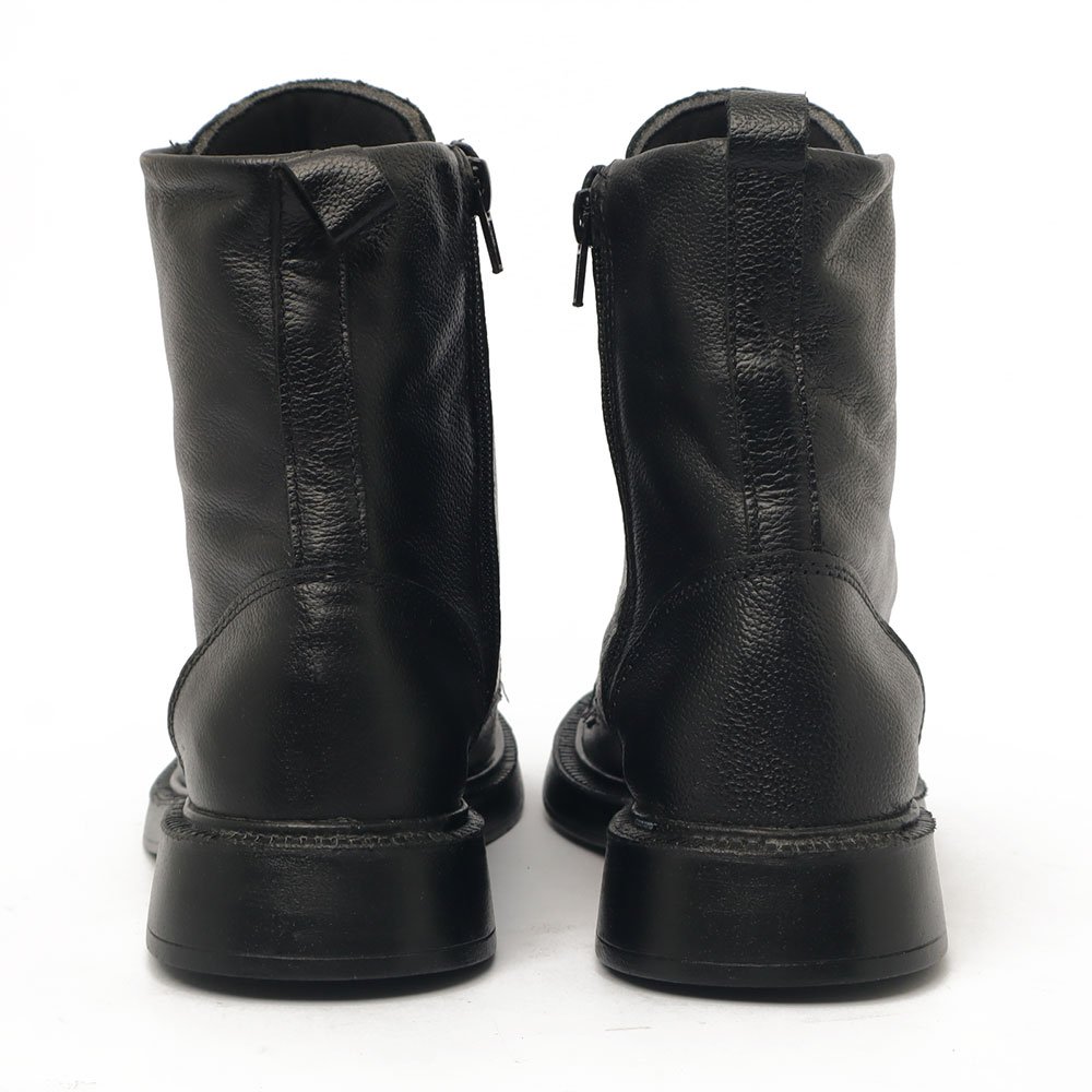 Coturno Feminino Flatform Sapato Da Corte Couro Salto Baixo Cano Curto Cadarço -Produto 04 Preto 6