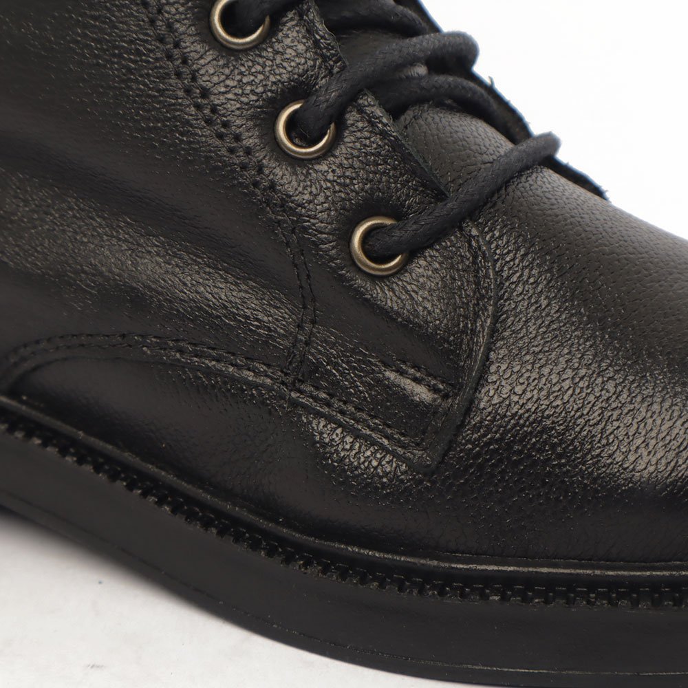 Coturno Feminino Flatform Sapato Da Corte Couro Salto Baixo Cano Curto Cadarço -Produto 04 Preto 8