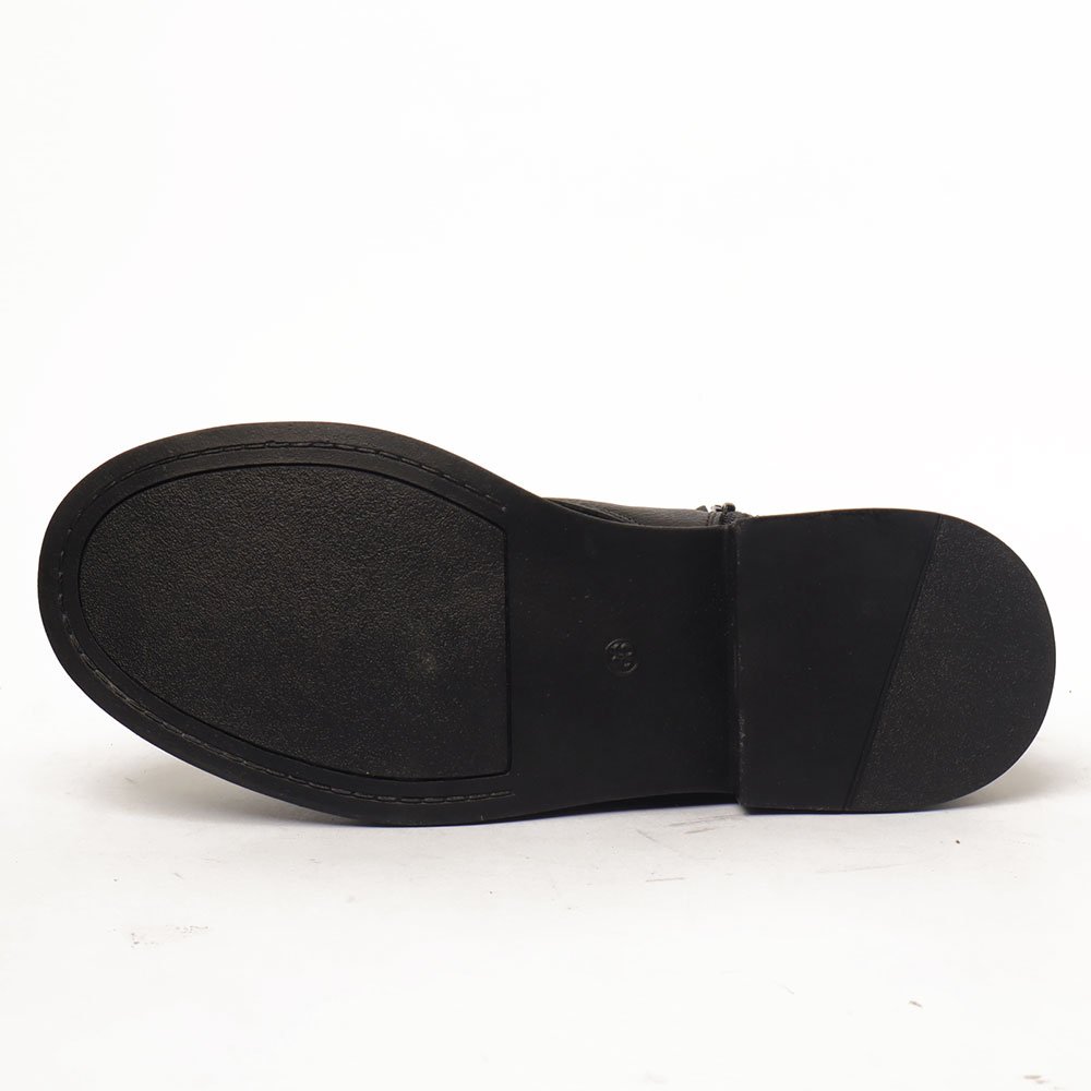 Coturno Feminino Flatform Sapato Da Corte Couro Salto Baixo Cano Curto Cadarço -Produto 04 Preto 9
