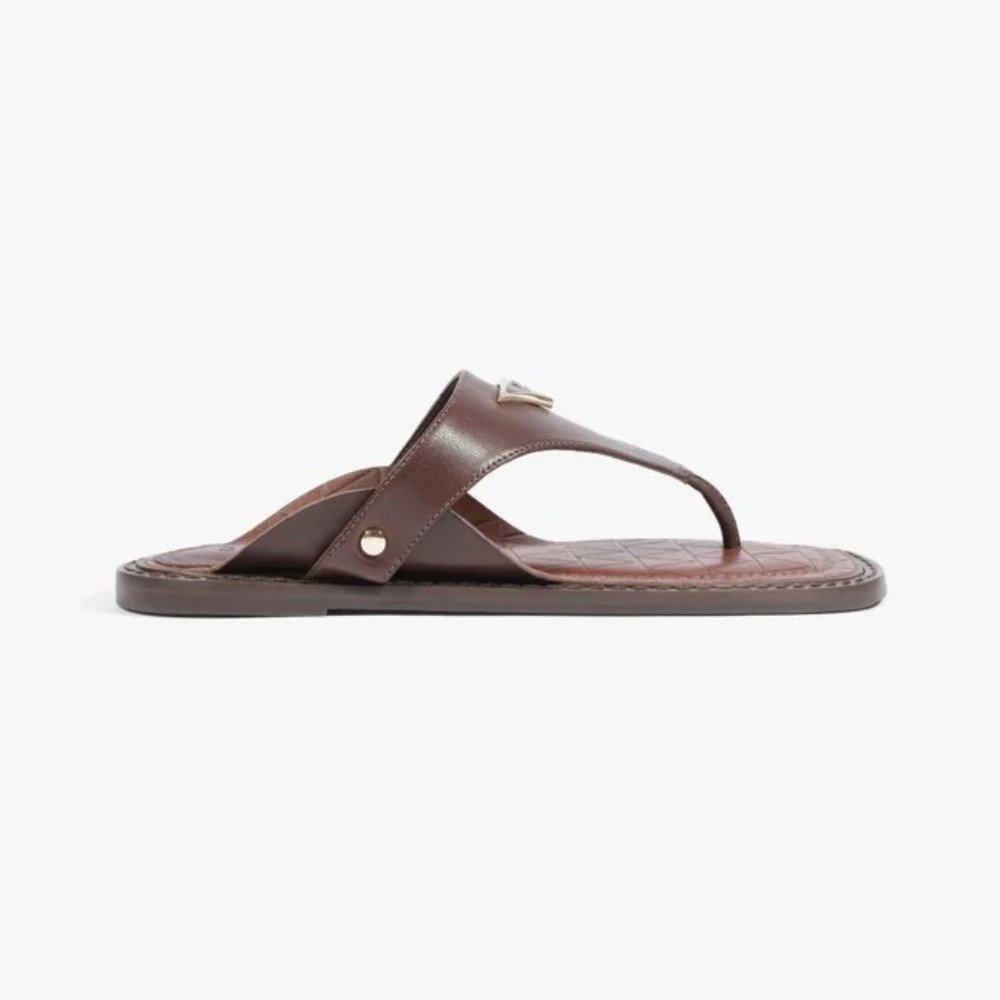 Rasteira Flat Schutz Shield Couro Marrom 6