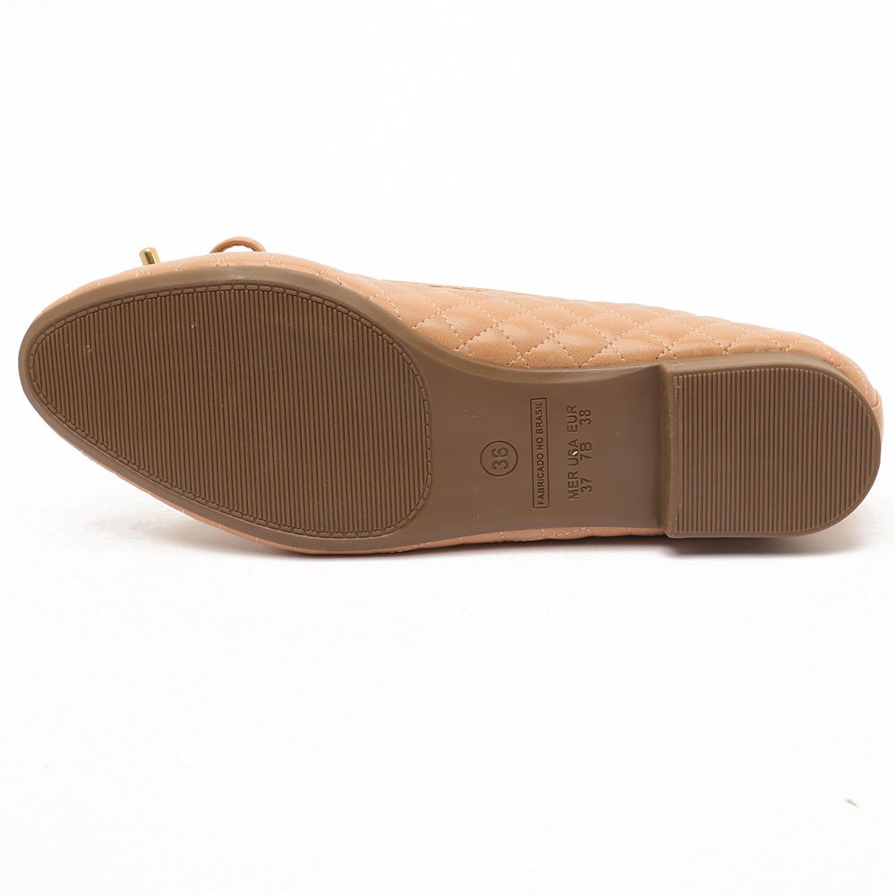 Sapatilha Belluno Bico Oval Matelassê Laço Nude 11