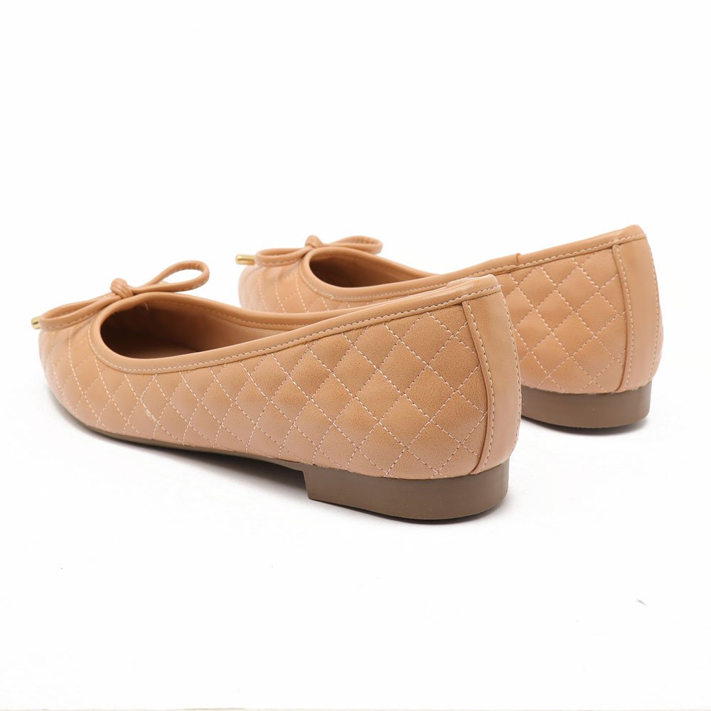 Sapatilha Belluno Bico Oval Matelassê Laço Nude 4