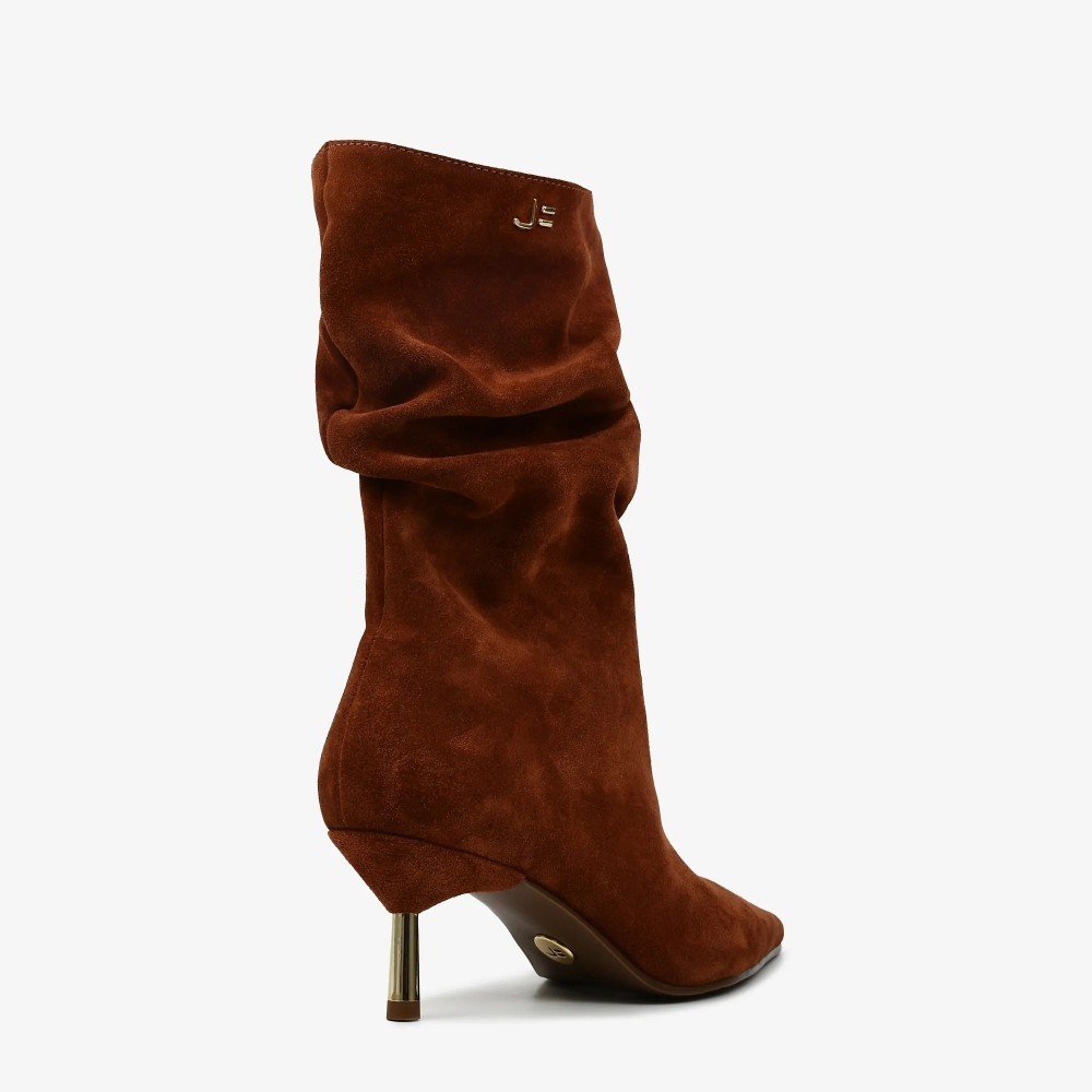 Bota Feminina Jorge Bischoff Cano Médio Camurça Franzida Marrom 3