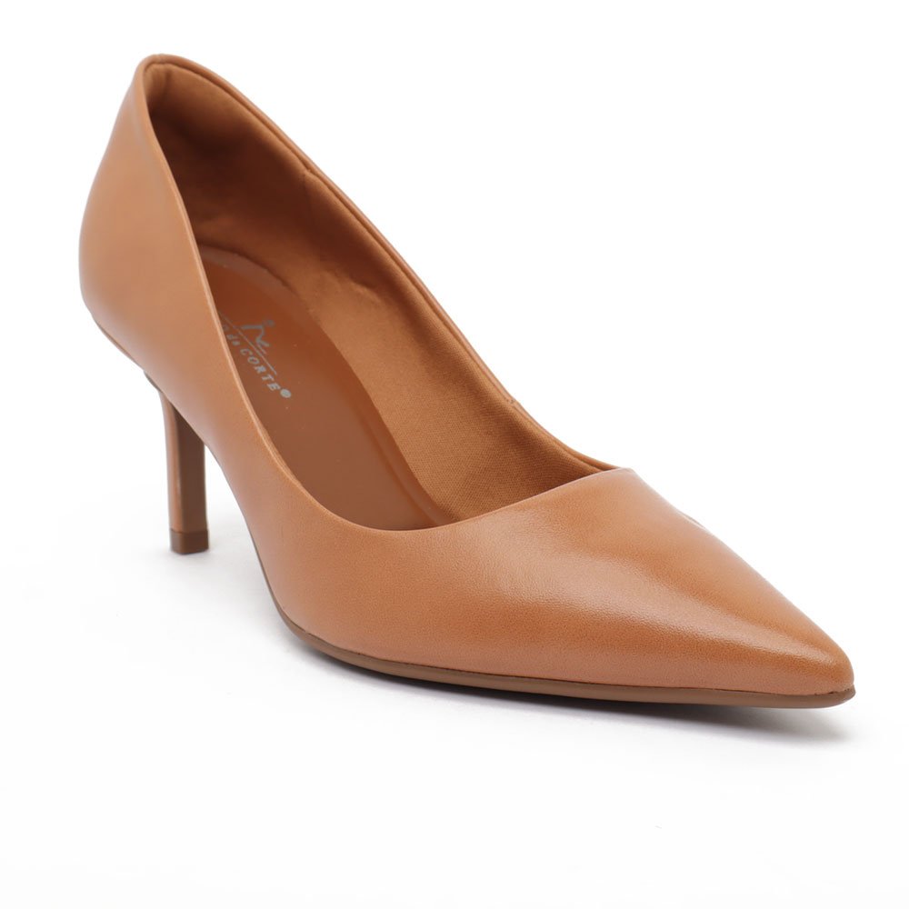 Scarpin Sapato Da Corte Salto Médio Fino Liso Nude 2