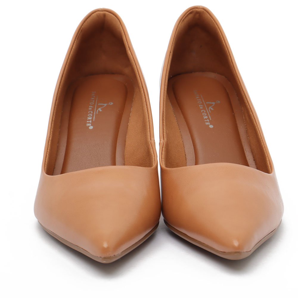 Scarpin Sapato Da Corte Salto Médio Fino Liso Nude 7