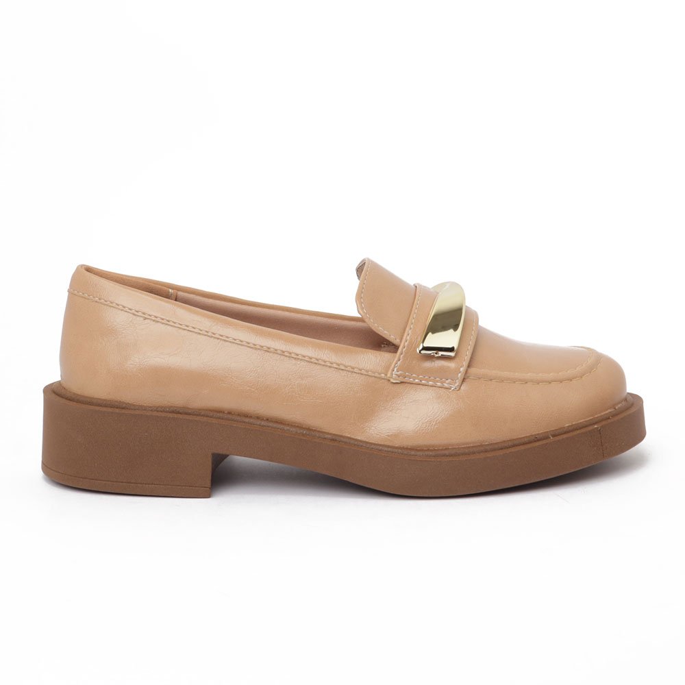 Mocassim Feminino Sapato Da Corte Texturizado Sola Alta