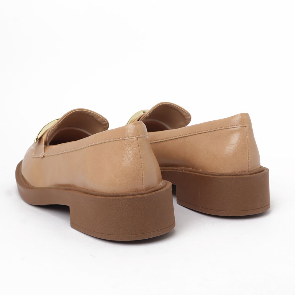 Mocassim Feminino Sapato Da Corte Texturizado Sola Alta Nude 4