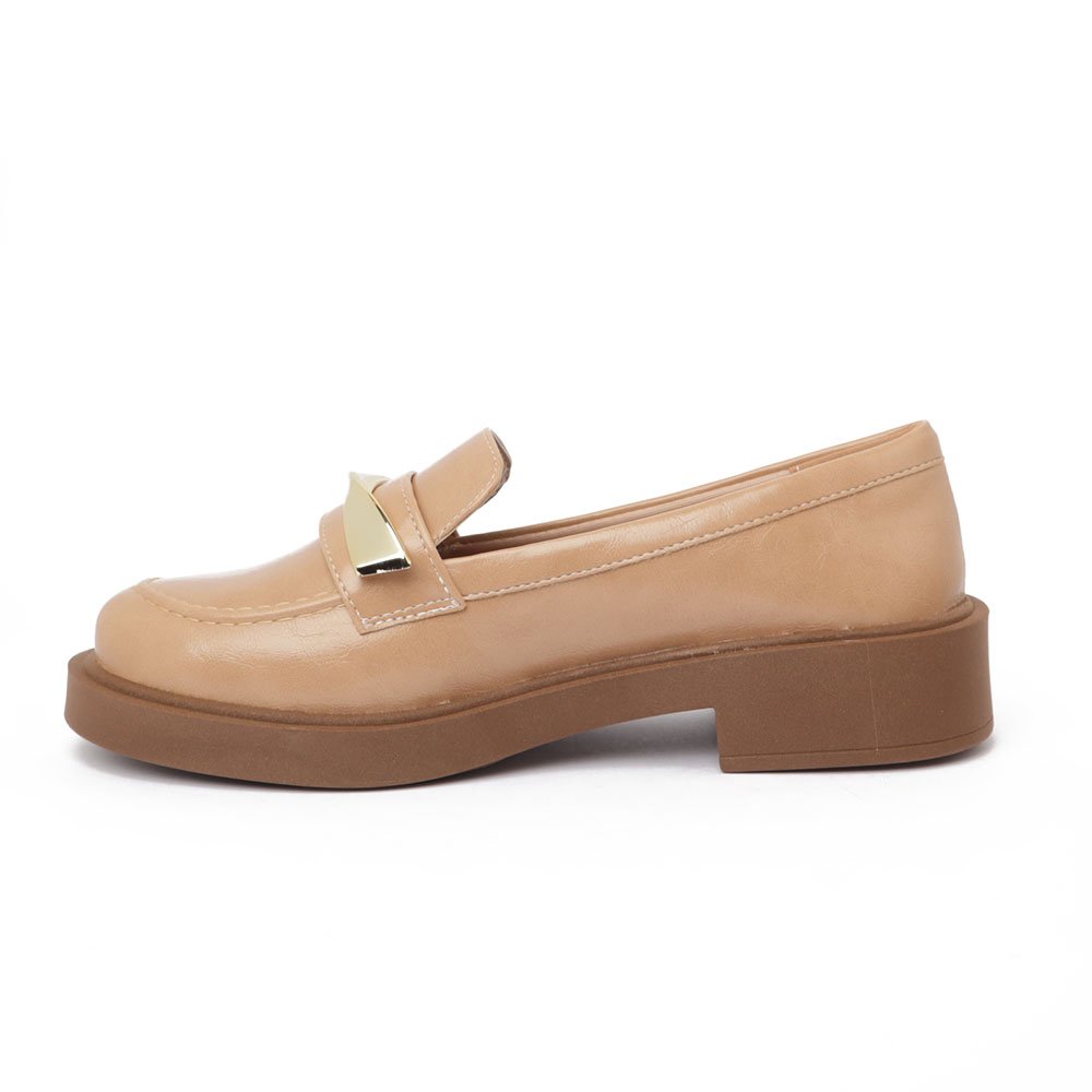 Mocassim Feminino Sapato Da Corte Texturizado Sola Alta Nude 6