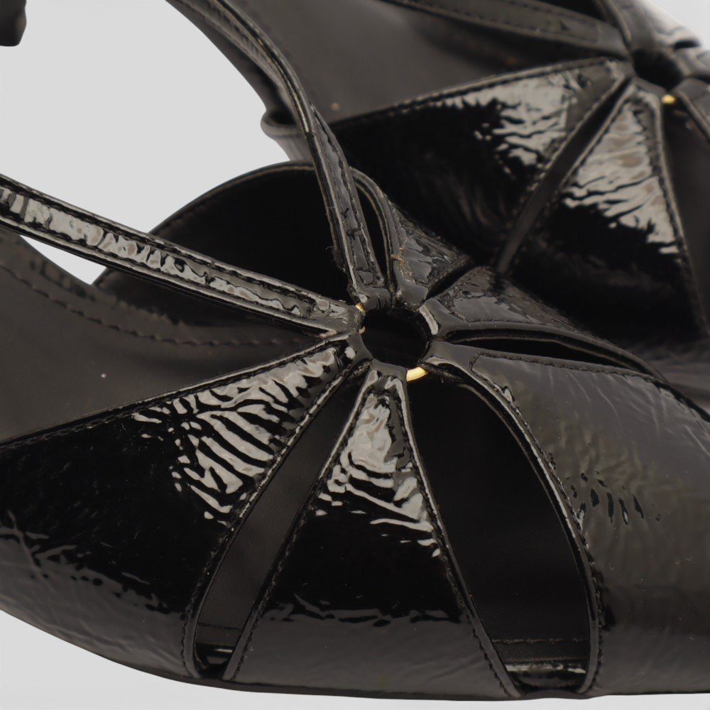 Scarpin Slingback Belluno Salto Fino Baixo Vazado Preto 7