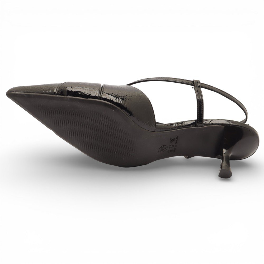 Scarpin Slingback Belluno Salto Fino Baixo Vazado Preto 8