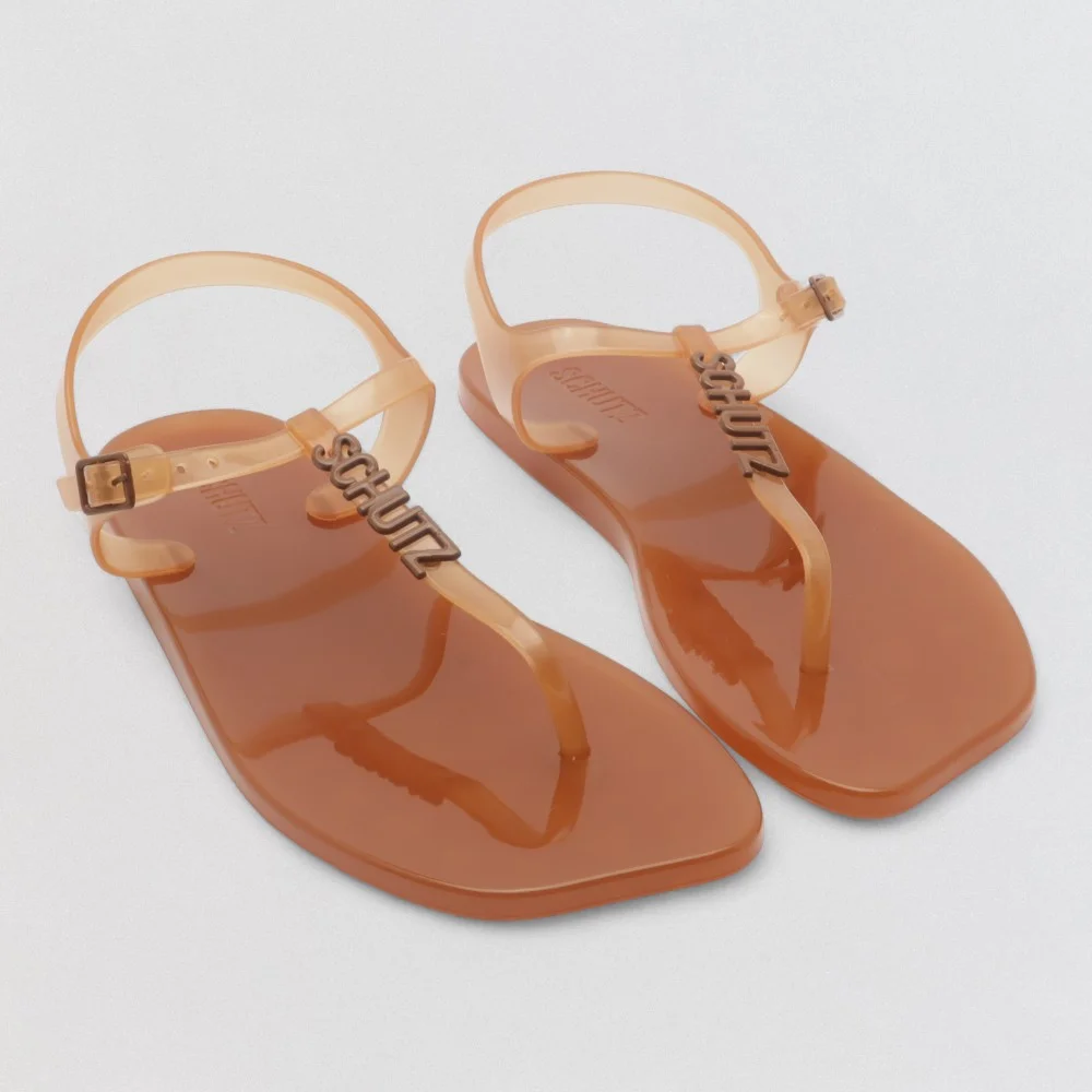 Chinelo Feminino Schutz Flat Dedo Marrom 4