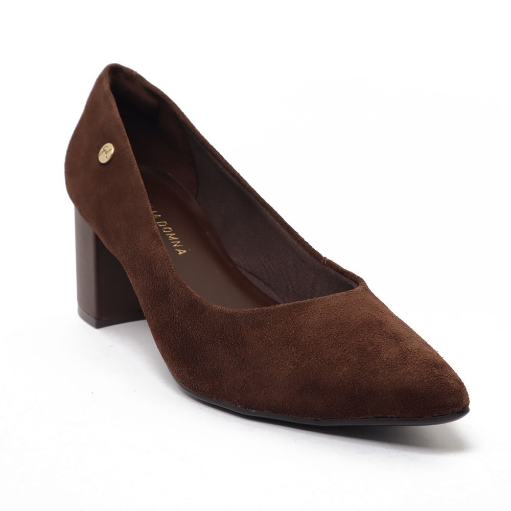 Scarpin Giulia Domna Salto Bloco Médio Nobuck Marrom 2