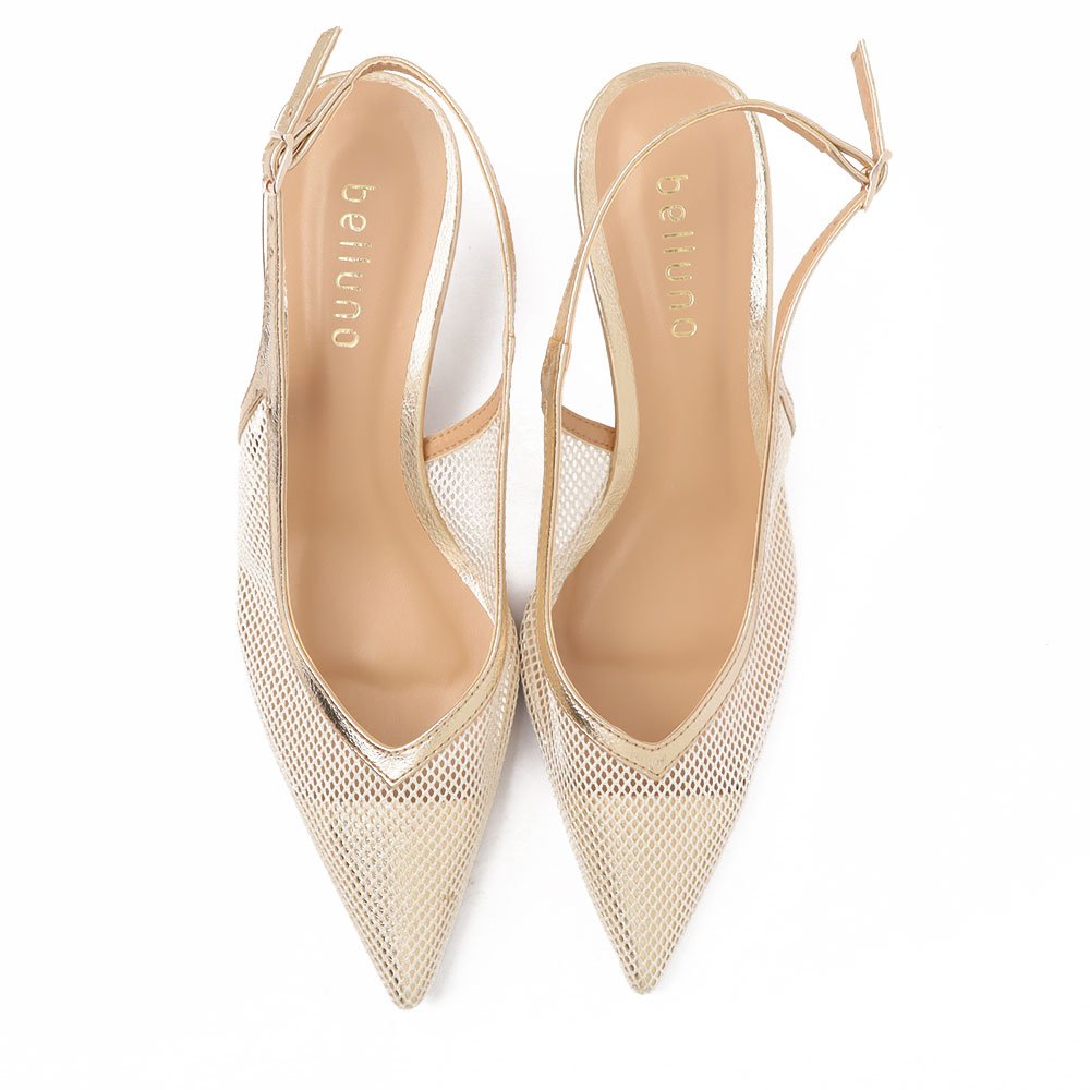 Slingback Belluno Salto Médio Tela Bege 5
