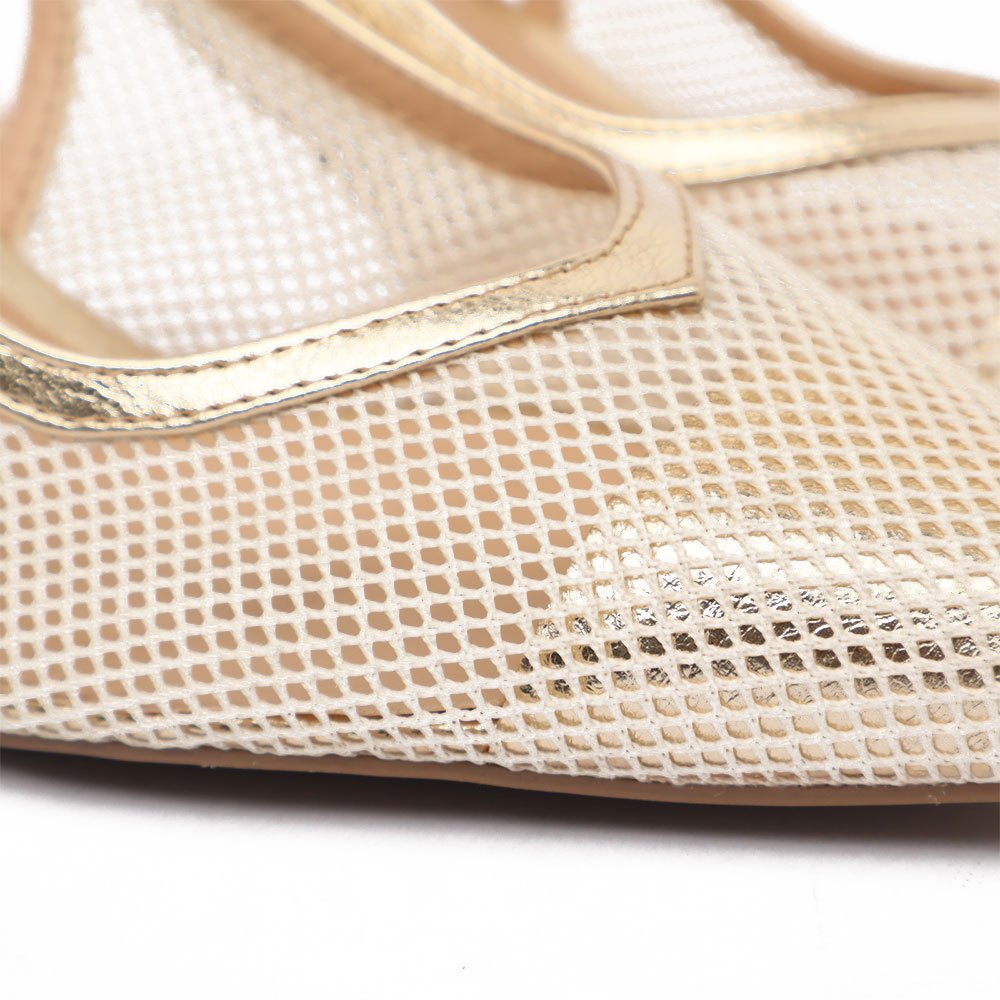 Slingback Belluno Salto Médio Tela Bege 7