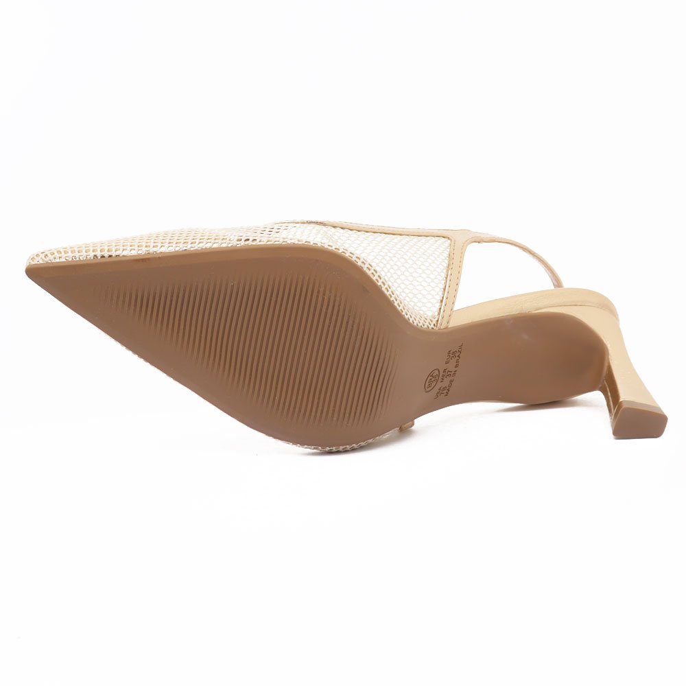 Slingback Belluno Salto Médio Tela Bege 10