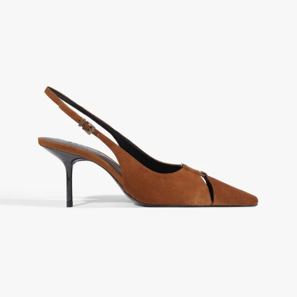 Slingback Schutz Bico Fino Alongado Camurça