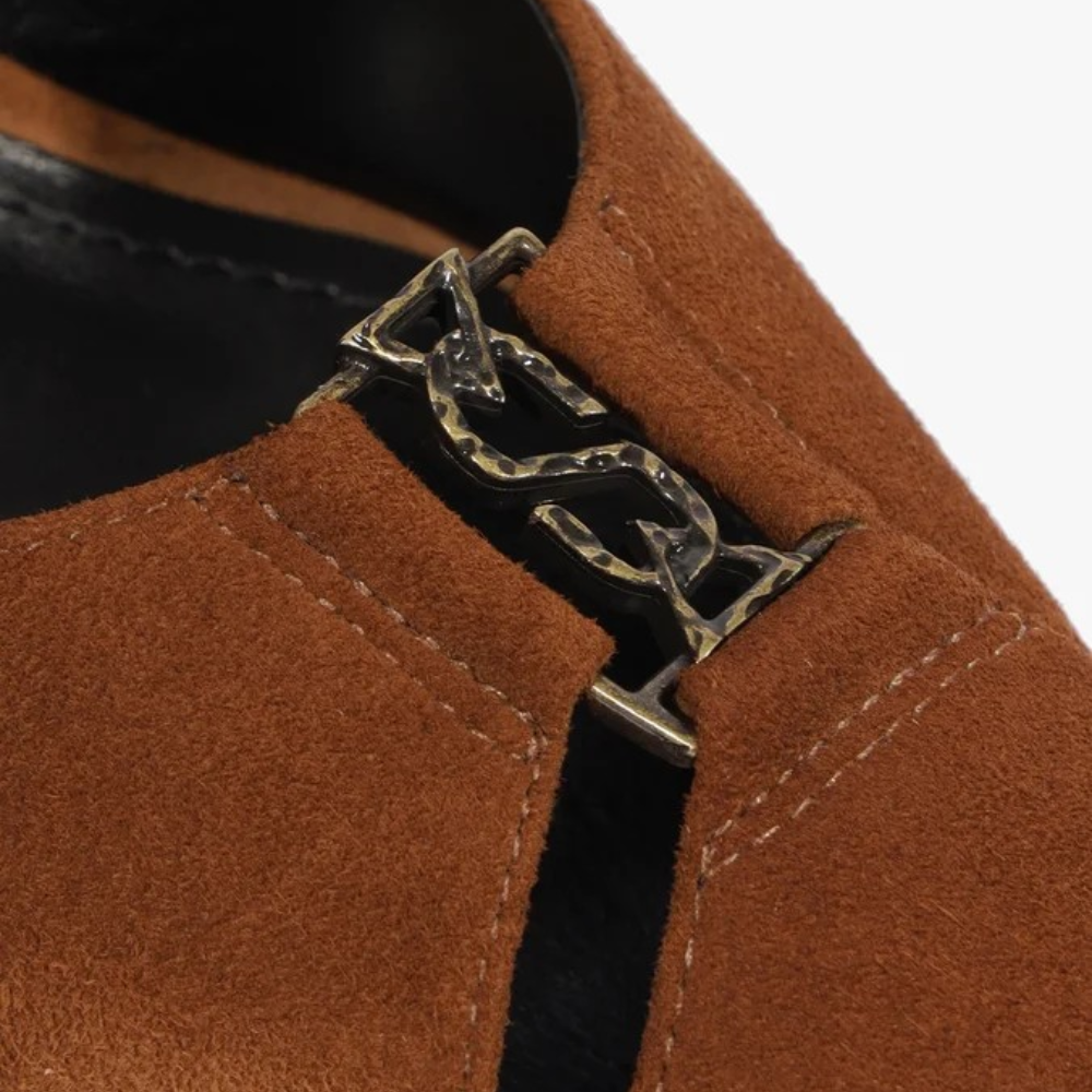 Slingback Schutz Bico Fino Alongado Camurça Marrom 6