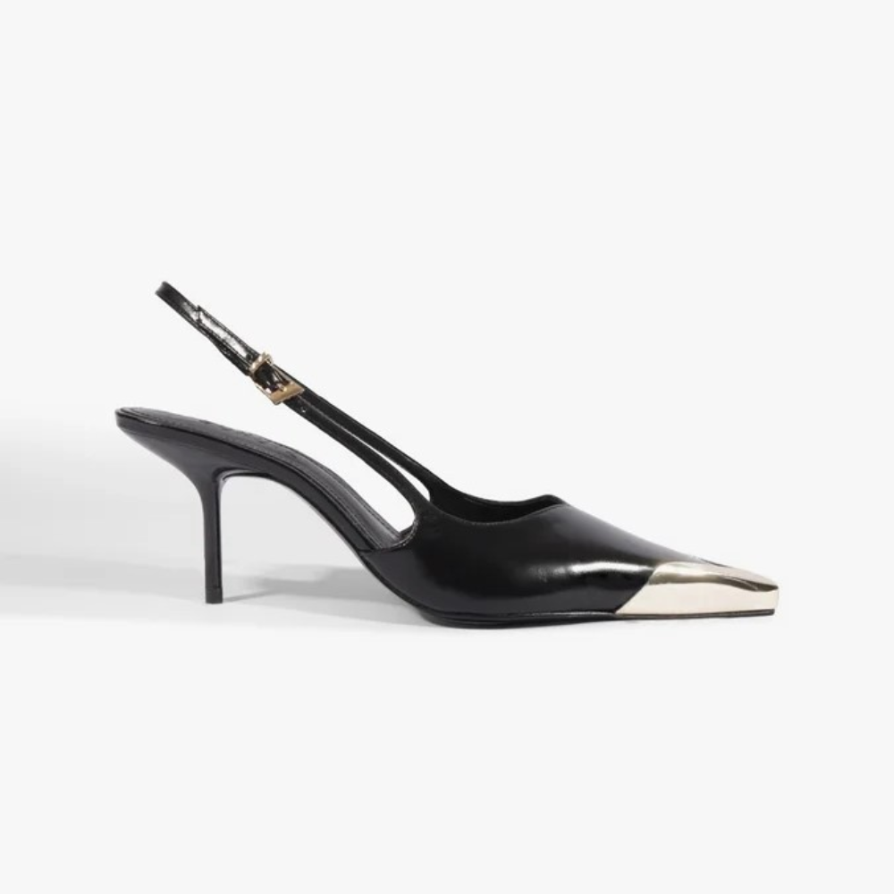 Slingback Schutz Biqueira de Metal Couro