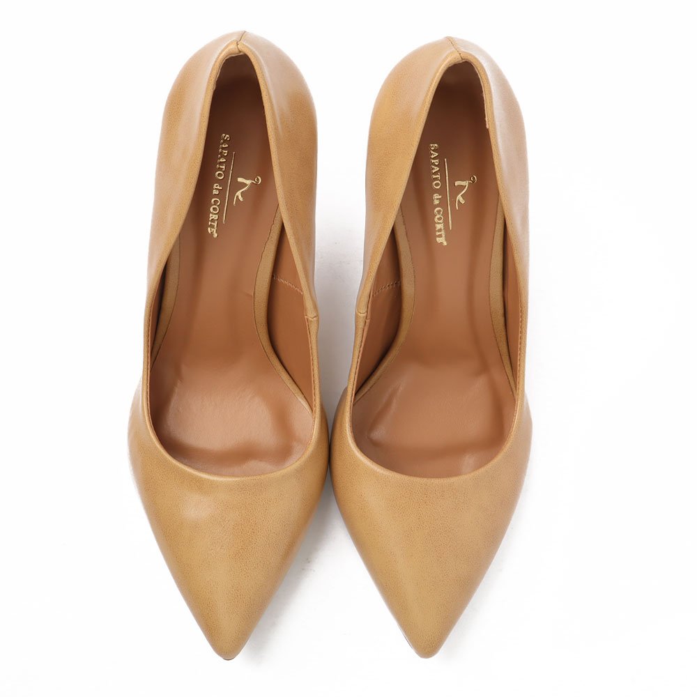 Scarpin  Sapato Da Corte Salto Alto Fino Tradicional Bege 5