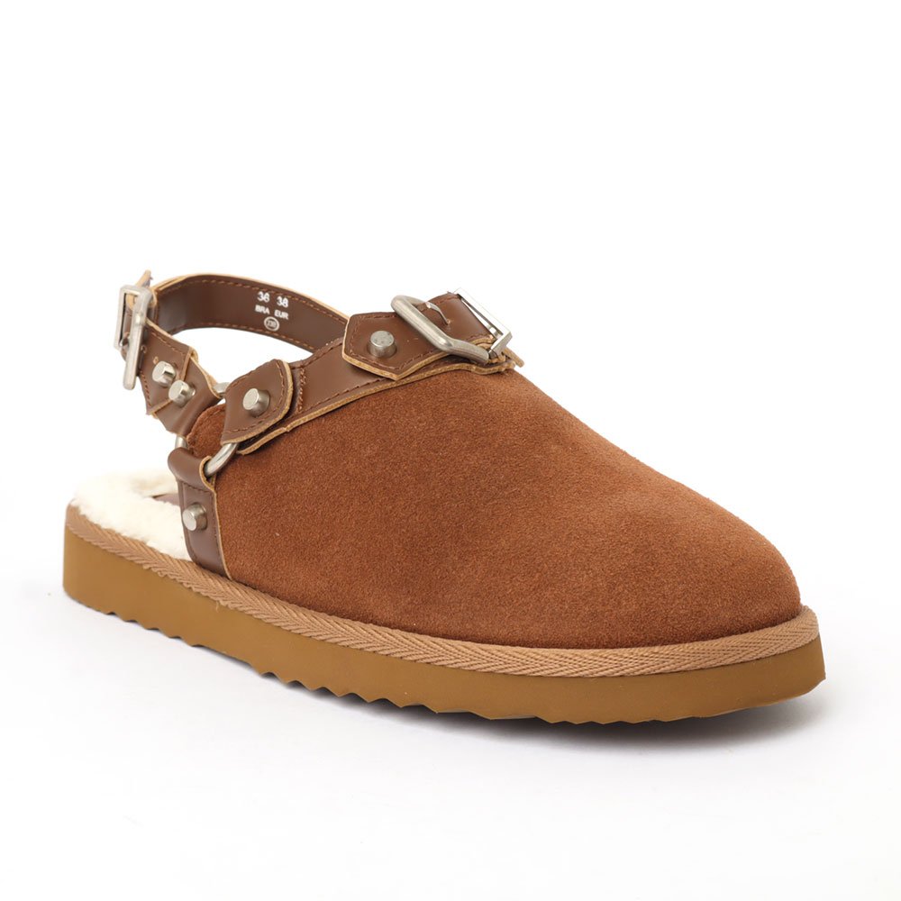 Mule Maple Schutz Couro Pelúcia Marrom 2
